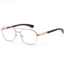 Load image into Gallery viewer, Alloy Glasses Frame Wood Men Pilot Optical Prescription Eyeglasses Frame French Brand Designs Spectacles Women Oversized Eyewear