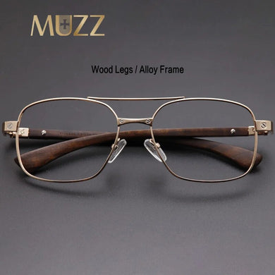 Alloy Glasses Frame Wood Men Pilot Optical Prescription Eyeglasses Frame French Brand Designs Spectacles Women Oversized Eyewear