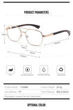 Load image into Gallery viewer, Alloy Glasses Frame Wood Men Pilot Optical Prescription Eyeglasses Frame French Brand Designs Spectacles Women Oversized Eyewear