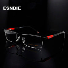 Load image into Gallery viewer, Alloy Metal Half Frame Glasses Men Square Nerd Glasses Frame Optical Prescription Eyeglasses Myopia Lens Monturas De Lentes