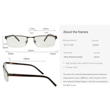 Load image into Gallery viewer, Alloy Metal Half Frame Glasses Men Square Nerd Glasses Frame Optical Prescription Eyeglasses Myopia Lens Monturas De Lentes