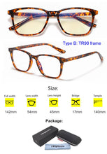 Load image into Gallery viewer, Anti Blue Light Blocking Filter Reduces Digital Eye Strain Clear Regular Computer Gaming SleepingBetter Glasses Improve Comfort