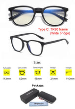 Load image into Gallery viewer, Anti Blue Light Blocking Filter Reduces Digital Eye Strain Clear Regular Computer Gaming SleepingBetter Glasses Improve Comfort