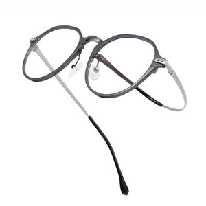 Anti Blue Light Glasses Men Women Aluminum Vintage Irregular Glasses Frame Eye Glasses Optical Eyeglasses Frames Clear Eyewear
