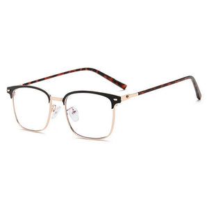 Anti Blue Light Metal Square Myopia Glasses With Degree Vintage Customized Prescription Eyeglasses Diopter 0 -0.5 -0.75 To -6.0