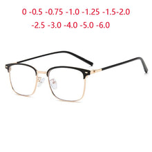 Load image into Gallery viewer, Anti Blue Light Metal Square Myopia Glasses With Degree Vintage Customized Prescription Eyeglasses Diopter 0 -0.5 -0.75 To -6.0