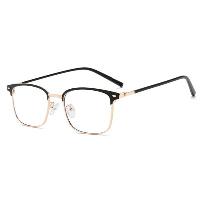 Anti Blue Light Metal Square Myopia Glasses With Degree Vintage Customized Prescription Eyeglasses Diopter 0 -0.5 -0.75 To -6.0