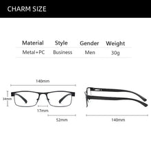 Load image into Gallery viewer, Anti-blue Light Business Titanium Alloy Reading Glasses Men Non Spherical 12 Layer Coated Lenses Hyperopia Eyewear +1.0 To +4.0