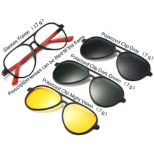 Load image into Gallery viewer, Aviation Polarized Magnetic Clip on Glasses Frame Men Myopia Prescription Eyeglasses Frame Optical Night Vision Clip Sunglasses