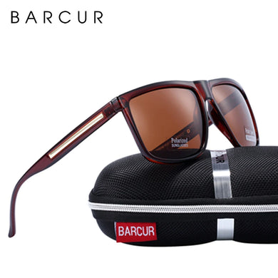 BARCUR Brand  Black Sunglasses Men Polarized Driving Sun Glasses  Male Oculos Gafas Eyewear