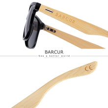 Load image into Gallery viewer, BARCUR Wood Sunglasses Spring Hinge Handmade Bamboo Sunglasses Men Wooden Sun glasses Women Polarized Oculos de sol masculino