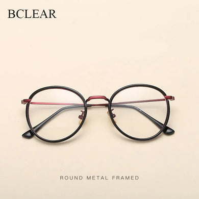 BCLEAR Alloy TR90 Glasses Frame Men Ultralight Women Vintage Round Prescription Eyeglasses Retro Optical Frame Eyewear 2019