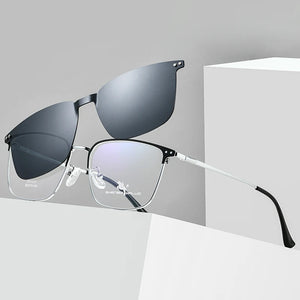 BCLEAR  Optical Spectacle Frame Men With Clip On Sunglasses Polarized Magnetic Glasses For Male Prescription Eyeglasses