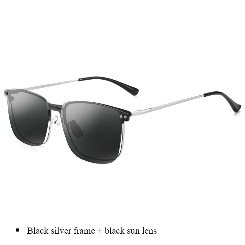BCLEAR  Optical Spectacle Frame Men With Clip On Sunglasses Polarized Magnetic Glasses For Male Prescription Eyeglasses