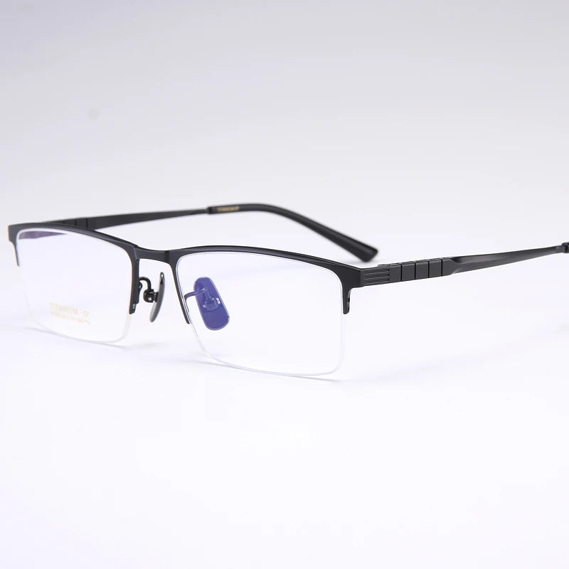 BCLEAR Pure Titanium Spectacle Frame Business Men  Eyewear   Male Classic Half Rim Optical Prescription Eyeglasses