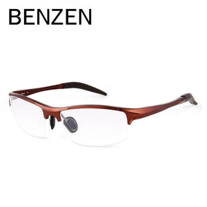 BENZEN Aluminum Magnesium Men Glasses Frame Metal Half  Eyeglasses Male Computer Optical Spectacles With Case 5051