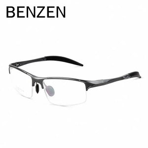 BENZEN Aluminum Magnesium Men Glasses Frame Metal Half  Eyeglasses Male Computer Optical Spectacles With Case 5051