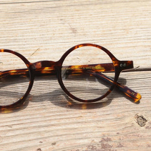 Hand Made Vintage 40 42 44 Round Acetate Tortoise Men Eyeglass frames Full Rim Women Myopia Prescription Eyeglasses