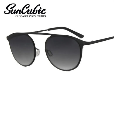 BS1419 Lady Women Girl Men Vintage Metal Sunglasses Oval Shape UV400 Protective Black Brown Gray Eyewear