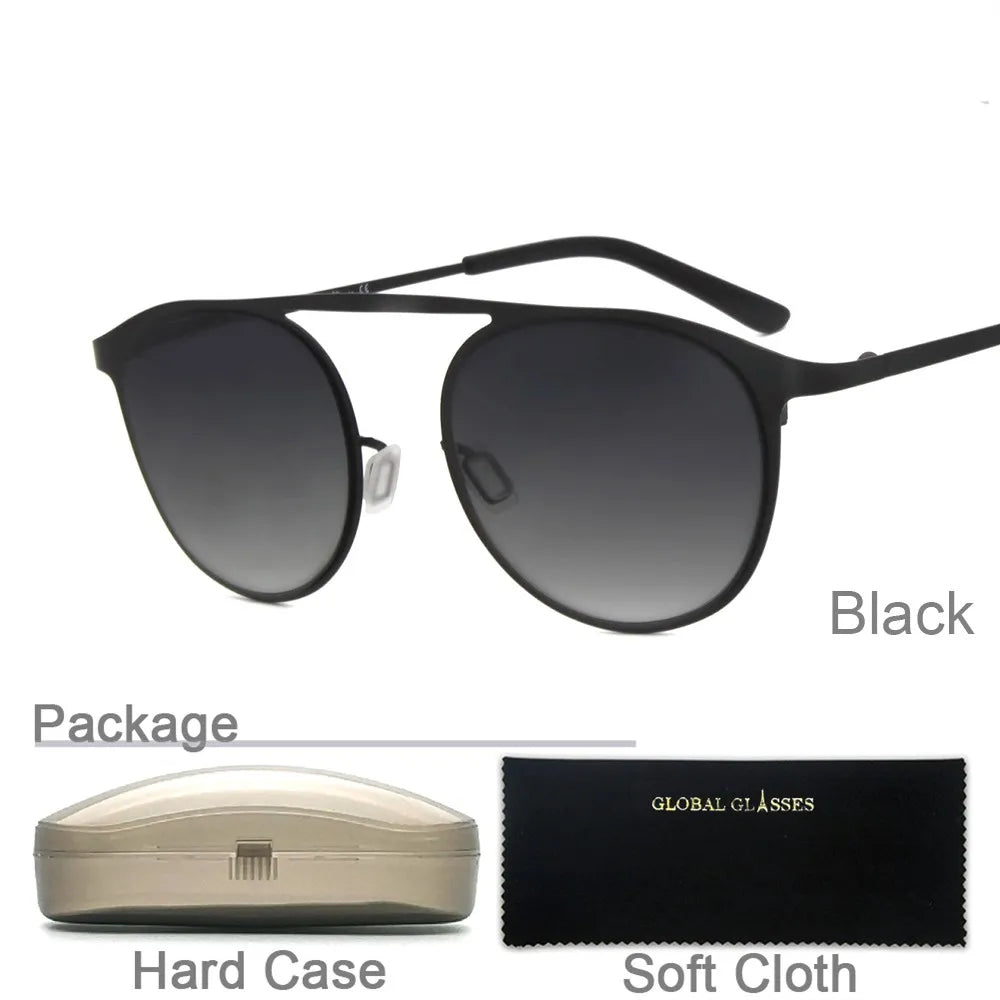 BS1419 Lady Women Girl Men Vintage Metal Sunglasses Oval Shape UV400 Protective Black Brown Gray Eyewear