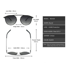 Load image into Gallery viewer, BS1419 Lady Women Girl Men Vintage Metal Sunglasses Oval Shape UV400 Protective Black Brown Gray Eyewear