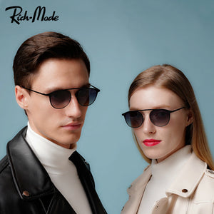 BS1419 Lady Women Girl Men Vintage Metal Sunglasses Oval Shape UV400 Protective Black Brown Gray Eyewear