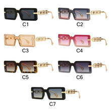 Load image into Gallery viewer, Beach Travel Streetwear Square Sunglasses Vintage Luxury Modern Gradient Shades UV400 Chain Frame Sun Glasses for Women &amp; Men