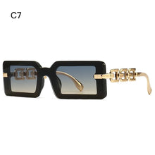 Load image into Gallery viewer, Beach Travel Streetwear Square Sunglasses Vintage Luxury Modern Gradient Shades UV400 Chain Frame Sun Glasses for Women &amp; Men