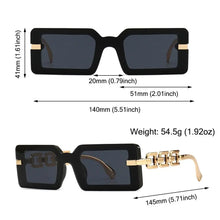 Load image into Gallery viewer, Beach Travel Streetwear Square Sunglasses Vintage Luxury Modern Gradient Shades UV400 Chain Frame Sun Glasses for Women &amp; Men