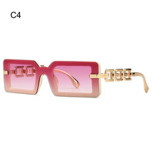 Load image into Gallery viewer, Beach Travel Streetwear Square Sunglasses Vintage Luxury Modern Gradient Shades UV400 Chain Frame Sun Glasses for Women &amp; Men