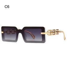 Load image into Gallery viewer, Beach Travel Streetwear Square Sunglasses Vintage Luxury Modern Gradient Shades UV400 Chain Frame Sun Glasses for Women &amp; Men