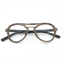 Load image into Gallery viewer, Belight Optical Men Wooden Pilot Shape Double Beam Classical Glasses Frames Designer Eyglasses Fashion Prescription Eyewear 093