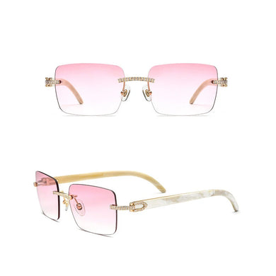 Belight Optical Nature Black White Buffalo Horn Rinestone Square Rimless Men Women Sunglass Unique DesignCase  shiping 10070