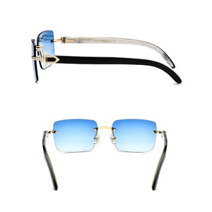 Belight Optical Nature Black White Buffalo Horn Rinestone Square Rimless Men Women Sunglass Unique DesignCase  shiping 10070