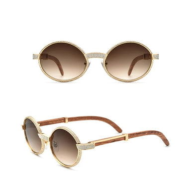 Belight Optical Nature Palissandro con strass di diamanti Design unico rotondo Retro scatola di lusso per donna Spedizione gratuita W7550179