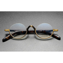 Load image into Gallery viewer, Belight Optical Titanium with Acetate Men Prescription Round Half Rimless Vintage Retro Eyeglasses Spectacle Frame Eyewear KMN80