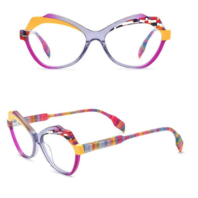 Belight Optical Women Colorful Cat Eye Shape Acetate Vintage Retro Design Spectacle Frame Eyeglasses Precription Lens  19331
