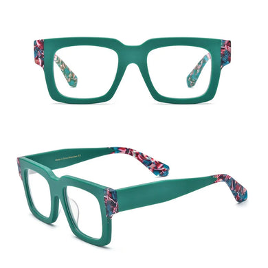 Belight Optical Women Colorful Square Shape Acetate Vintage Retro Design Spectacle Frame Eyeglasses Precription Lens  19288