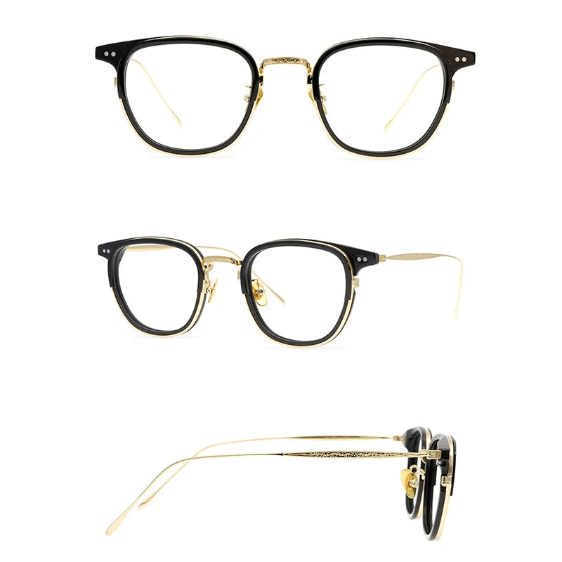 Belight Optical Women Men Japan Style Acetate with Titanium Retro Vintage Prescription Eyeglasses Spectacle Frame Eyewear 543