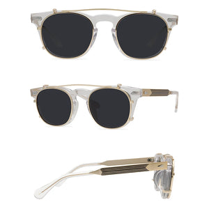 Belight Optical Women Men UV400 Handmade Customized Rivet Vintage Retro Acetate Clip on Sunglasses with Case Oculos Arnel