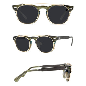 Belight Optical Women Men UV400 Handmade Customized Rivet Vintage Retro Acetate Clip on Sunglasses with Case Oculos Arnel