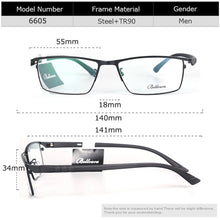 Load image into Gallery viewer, Bellcaca Men Spectacle Frame Eyeglasses Computer Optical Prescription Myopia Eye Clear Lens Glasses Frame For Male Eyewear 6605
