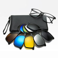 Load image into Gallery viewer, Belmon 6 In 1 Spectacle Frame Men Women With 5 PCS Clip On Polarized Sunglasses Magnetic Glasses Male Computer Optical 2299A