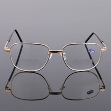 Load image into Gallery viewer, Bifocal Reading Glasses Men Anti Fatigue Presbyopic Eyeglasses Business Ultralight Tea Resin Eyewear Look Far and Near 0 To +400
