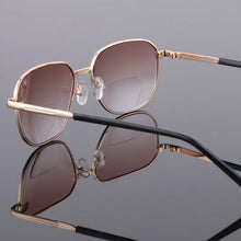 Load image into Gallery viewer, Bifocal Reading Glasses Men Anti Fatigue Presbyopic Eyeglasses Business Ultralight Tea Resin Eyewear Look Far and Near 0 To +400