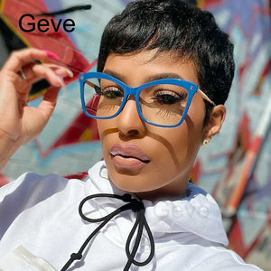 Big Frame Glasses For Women Oversized TR90 Anti Blue Light Blocking Eyeglasses Ladies Transparent Optical Spectacle