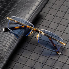 Load image into Gallery viewer, Blue Crystal Stone Sun Glasses Man   Rimless Glass Sunglasses Woman Natural Mineral Lens Vintage Acetate Moisturizing Eye