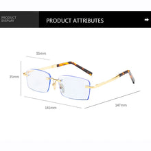Load image into Gallery viewer, Blue Crystal Stone Sun Glasses Man   Rimless Glass Sunglasses Woman Natural Mineral Lens Vintage Acetate Moisturizing Eye