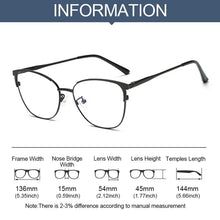 Load image into Gallery viewer, Blue Ray Blocking Anti-Blue Light Glasses Vintage Ultralight Eye Protection Square Eyeglasses Metal Computer Goggles Office