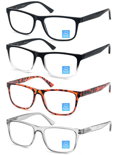 Blue light blocking Reading Glasses Big Head Men Rectangle Oversized Readers Eyeglasses Women Spring Hinge Clear Vision +1.0~4.0